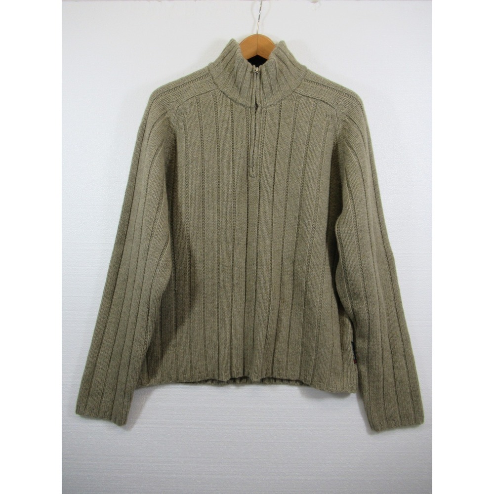 Vtg 90s Abercrombie & Fitch Wool Blend Muscle Sweater Men XL Beige 1/4 Zip
